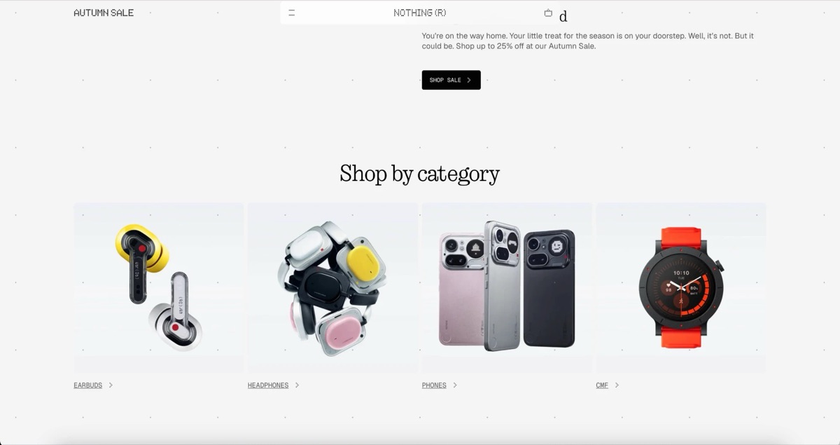 Nothing homepage