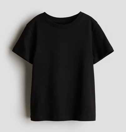 Black crew-neck cotton T-shirt